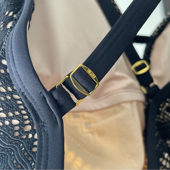 Bleu Rod Beattie Lace One Piece Swimsuit Bathing Suit Black Tan Plus Size 18W - Picture 4 of 8